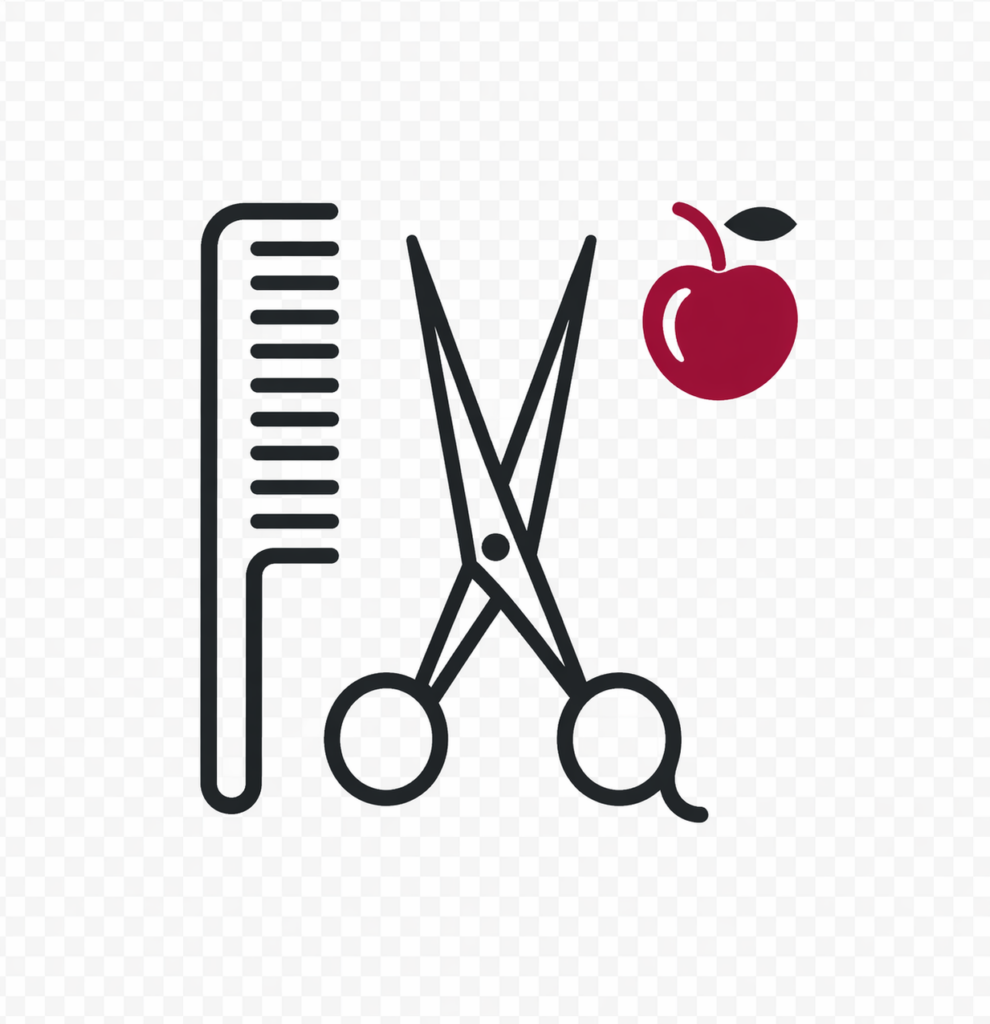 friseurwerkzeuge und apfel icon 03