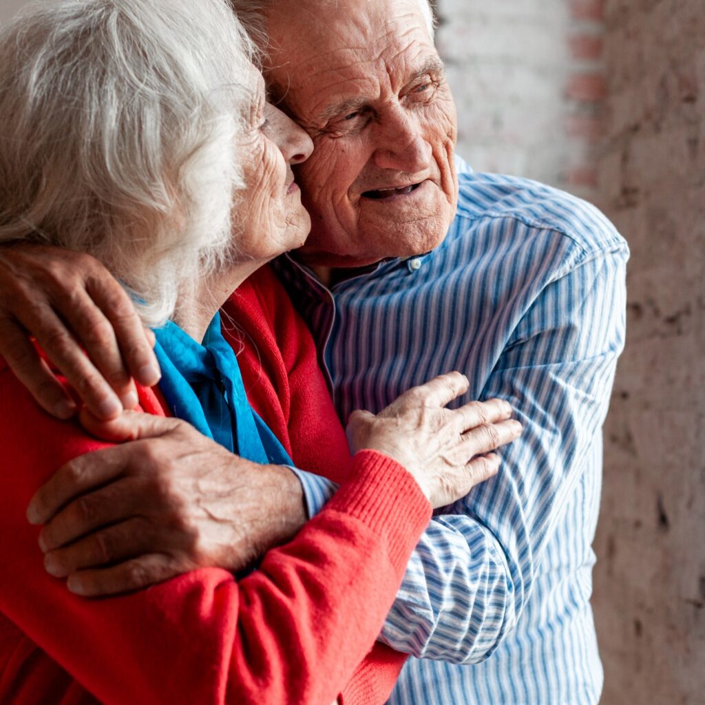 beautiful senior man woman together quadrat or